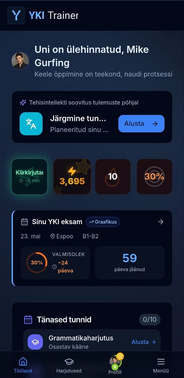App screenshot - dashboard