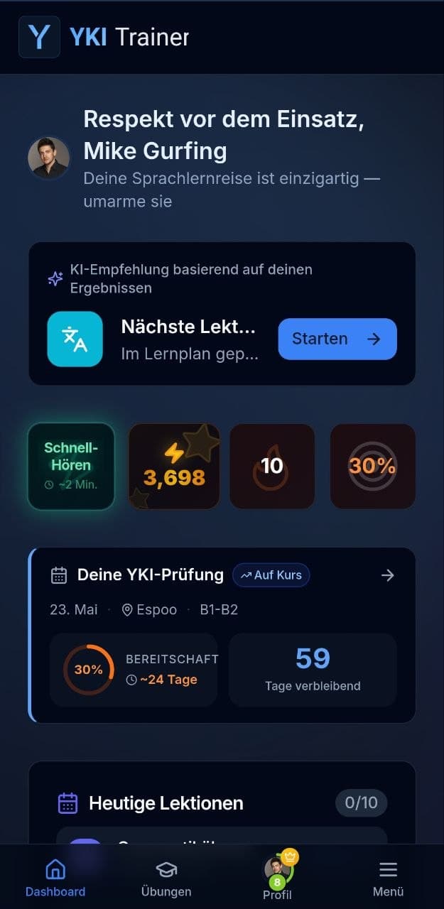 App screenshot - dashboard