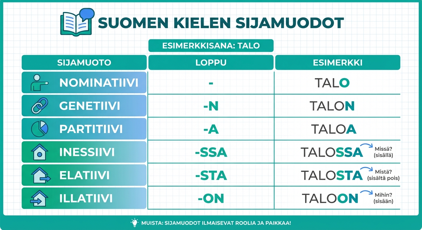 Tärkeimmät sijamuodot